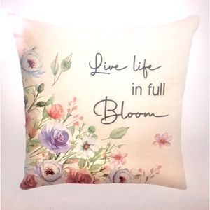 Live Life In Full Bloom Shabby Chic Farmhouse Decor Pillowcase NIP